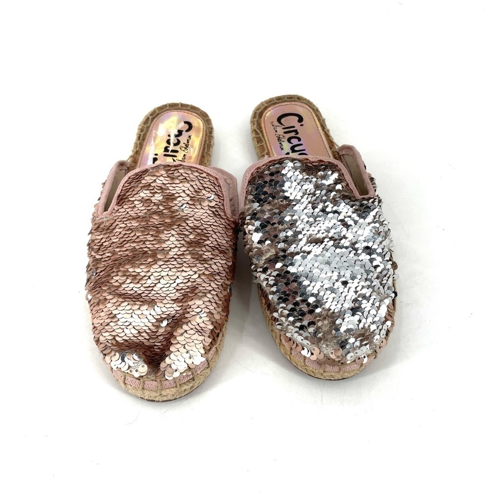 Circus Sam by Edelman Leeanne Sequin Multicolor Sparkle Slip On Espadrille Mule - Picture 2 of 5